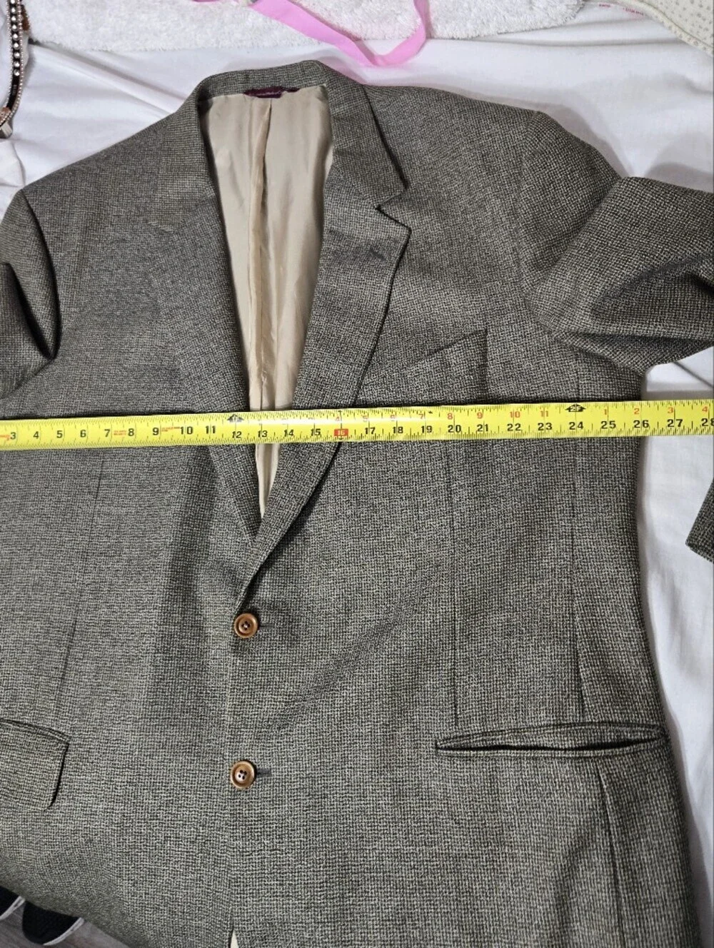 Vintage Samuelsohn Brown & Navy Windowpane Super 100s Sport Coat Sz 50 XL